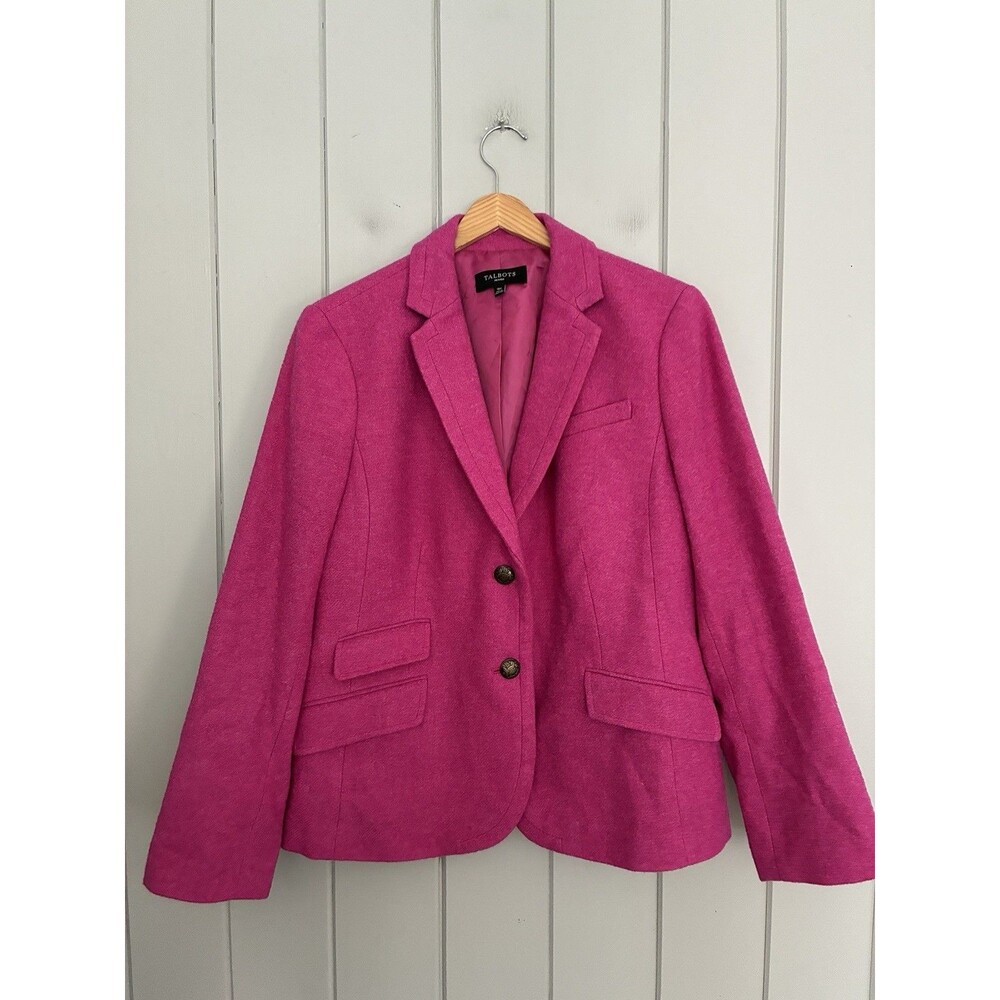 NWOT Talbots Blazer 16P Jacket Magenta Pink Wool Blend Fall Spring Business NEW